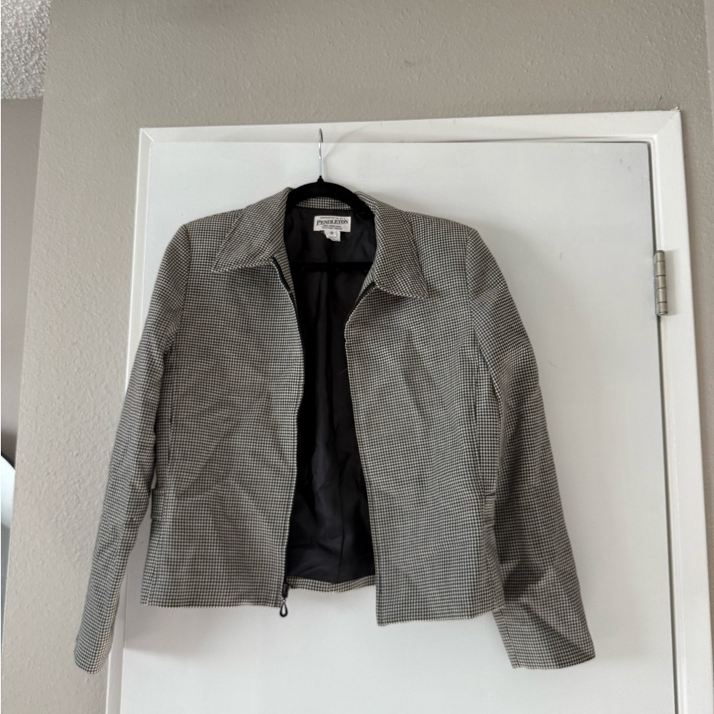 Women's Black and White Houndstooth Jacket